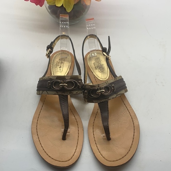 Coach Sammy Brown Logo Thong Sandal Sz 8M. FFT0535B - Picture 1 of 10